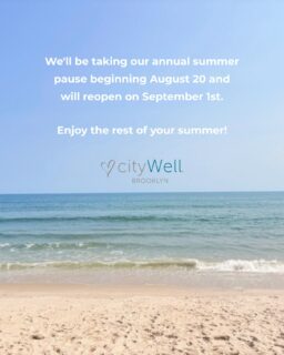 I cannot believe that it is already getting towards the end of August! I know that’s how many of us always feel as summer comes to its last, savored weeks, when we can move at a slower pace, enjoy some spontaneity, and longer, slower summer days/nights. 🌊 🌅

If you’ve been thinking about booking an outdoor massage or face + body treatment, or daydreaming about a Relax WELL Day, now is the perfect time to reserve something for September! Having some self-care on the calendar is a wonderful way to ease back into the change of season. ☺️

We will be doing some improvements on the space and getting it looking beautiful for the fall.  I can not thank you enough for your patience with the hydro. This has been a much longer pause than anticipated - and I am so sorry for that- but hoping to be able to give you more info soon. Until then our backyard is beautiful and our massages and spa experiences are amazing. 💫

We hope to see you soon and please know we miss being able to provide our hydrotherapy and community sessions so much. Thank you for your understanding.

Enjoy a lovey rest of summer and see you soon
💙 Liz & the cityWell team