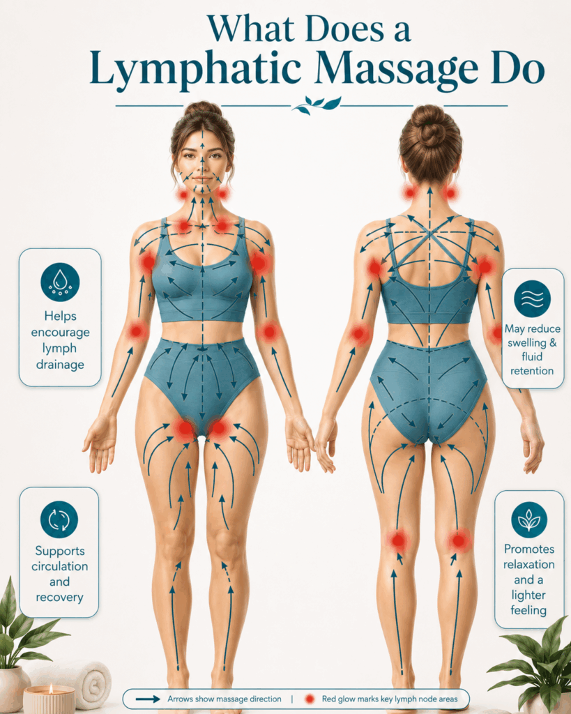 Diagram of the lymphatic system used in manual lymphatic drainage massage